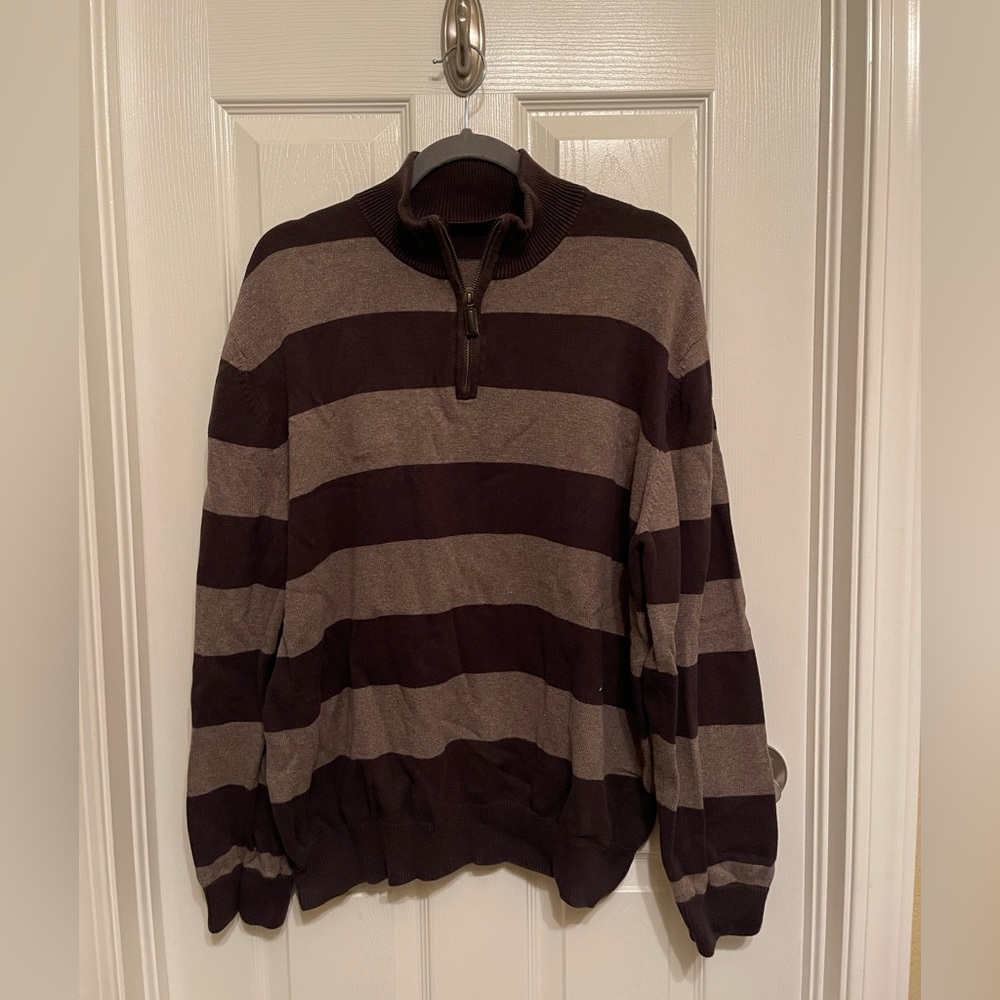 Brown stripped quarter zip (Sebastian Cooper)